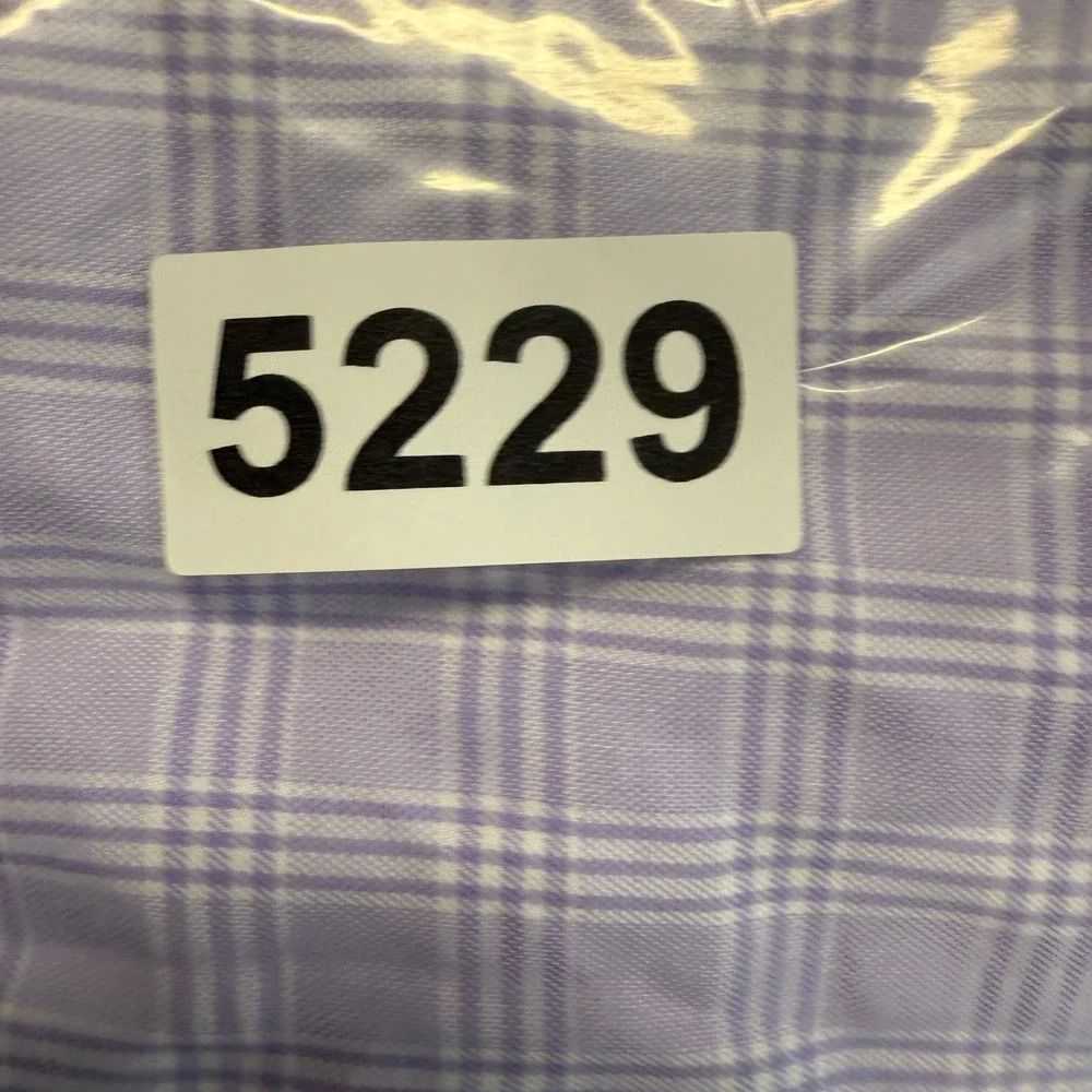 David Donahue Mens Purple Plaid Dress‎ Shirt 18 34 35 100% Cotton Button Up